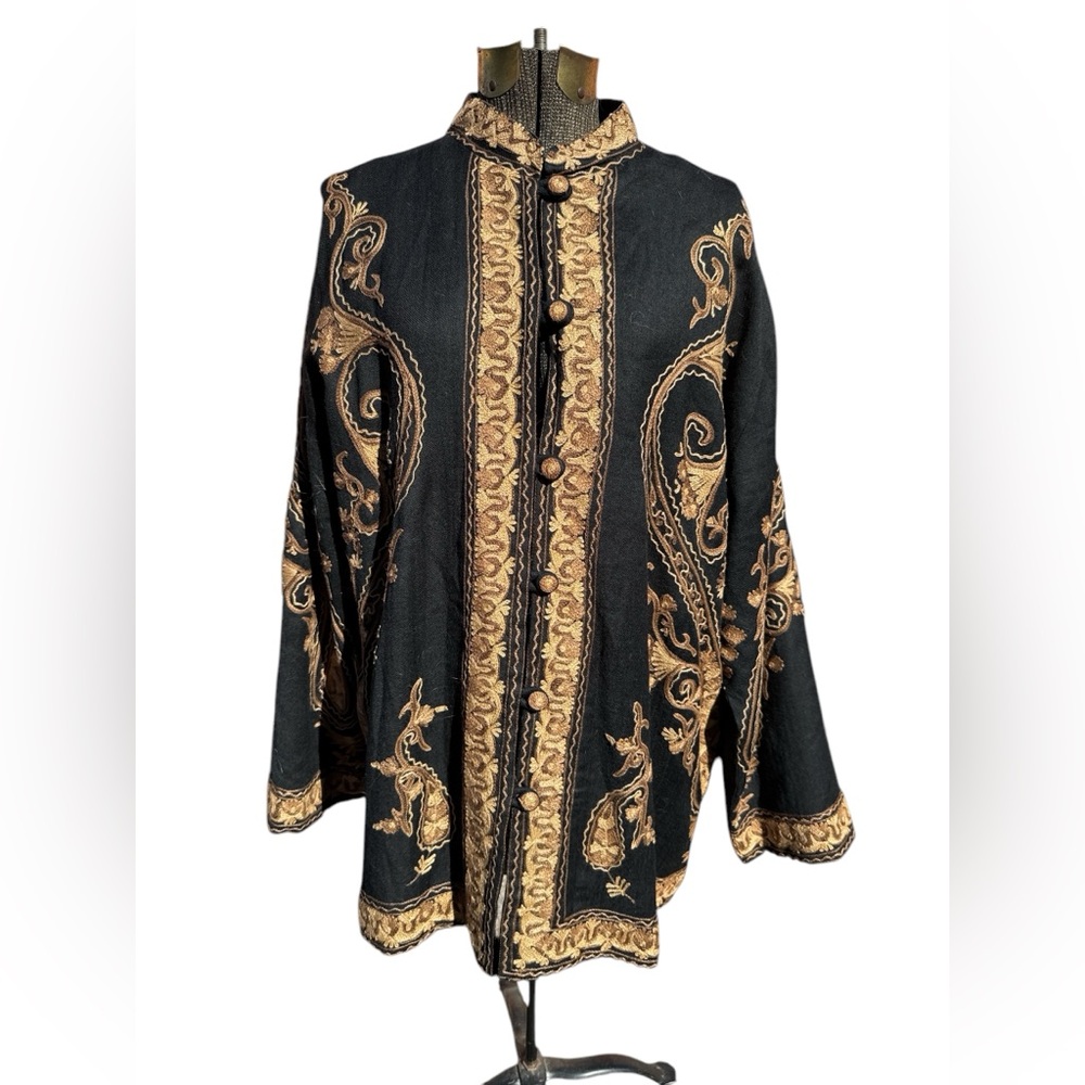 Soft Surrounding Wool Embroidered Button Down Dus… - image 2